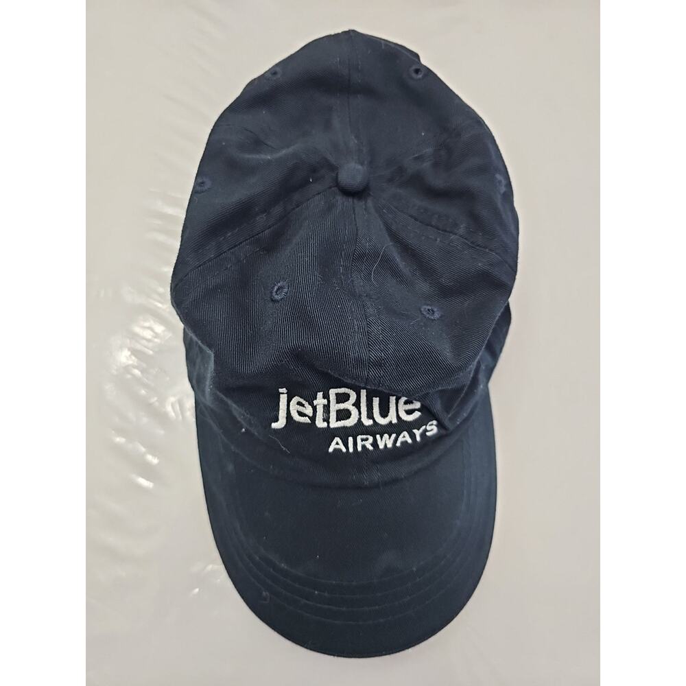 JetBlue Airways Baseball Cap Hat Leather Strap Adult Size Embroidered Logo Blue